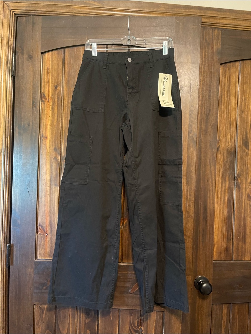No Boundaries Men's Black Cargo Pants with Multiple Utility Pockets